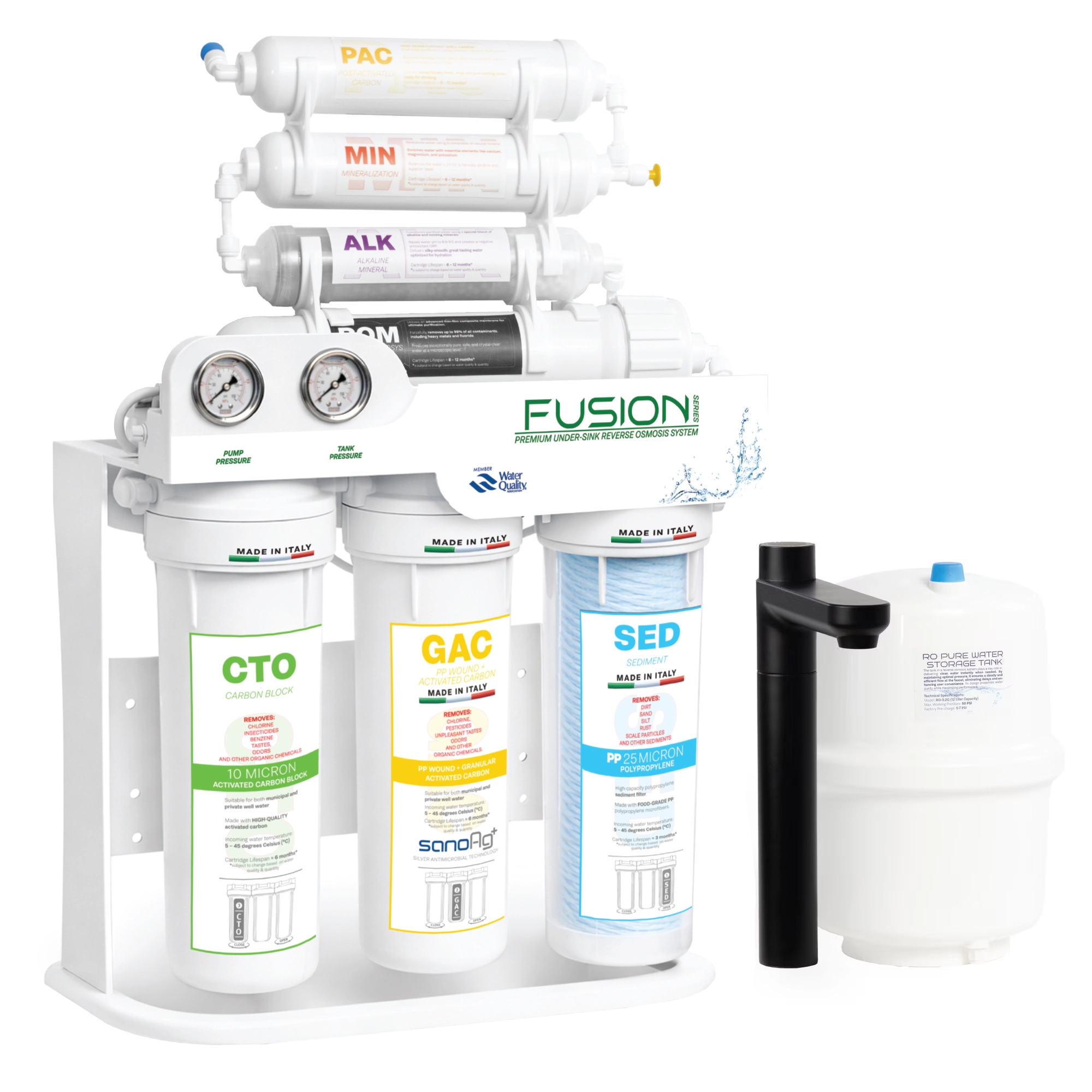 Sistem filtrare osmoză inversă premium, Spectrum Water FUSION Series, cu pompă, 7 stadii, 100 GPD, TDS