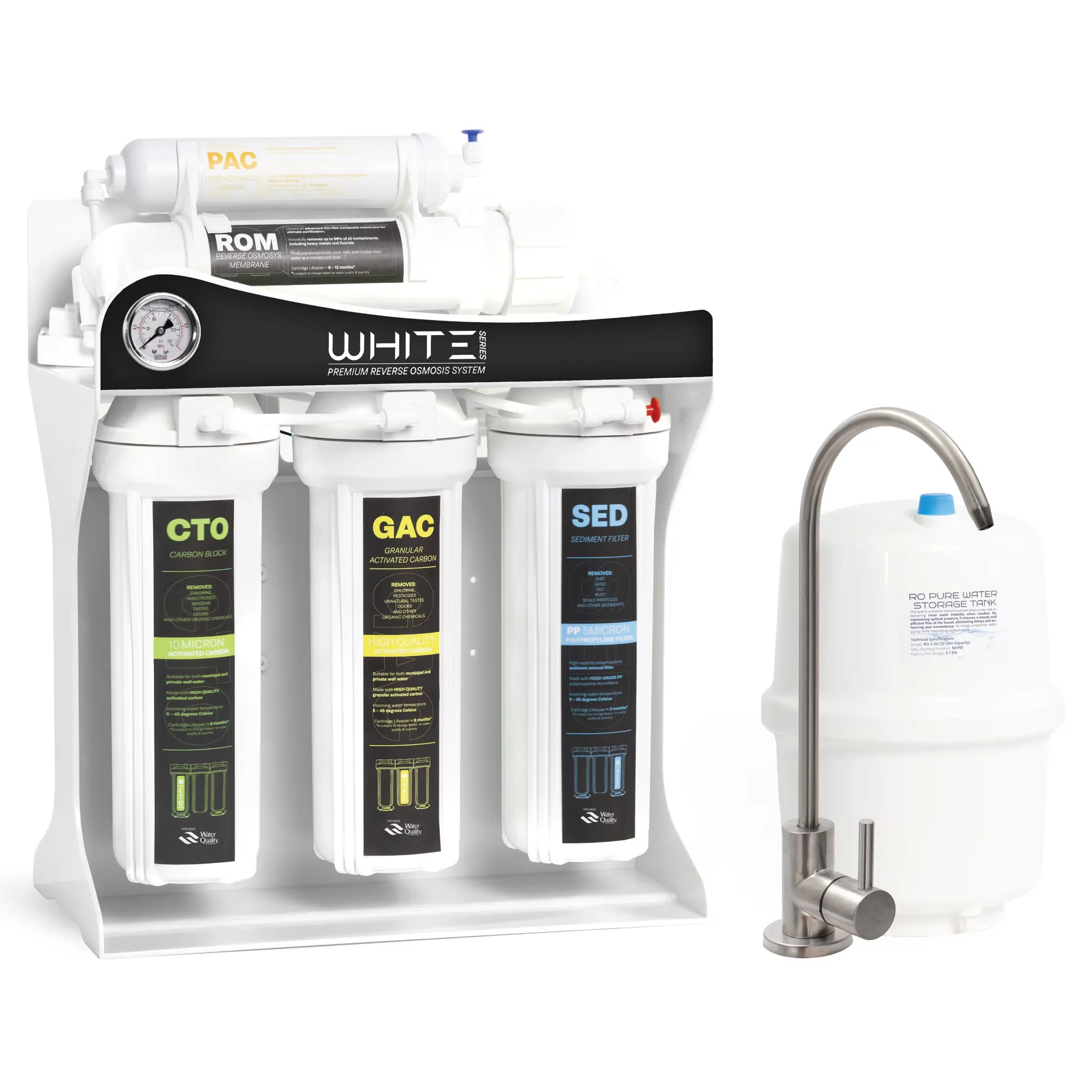 Sistem filtrare osmoză inversă premium, Spectrum Water WHITE Series, 5 stadii, TDS